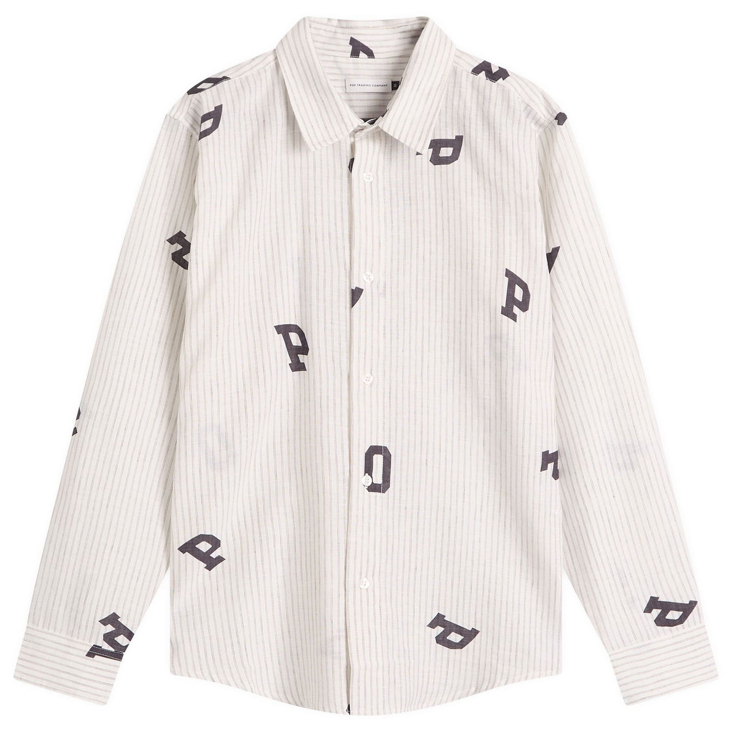 Košeľa Pop Trading Company Pop Trading Company Letters Striped Shirt, Size Large Biela | POPSS25-03-007, 0