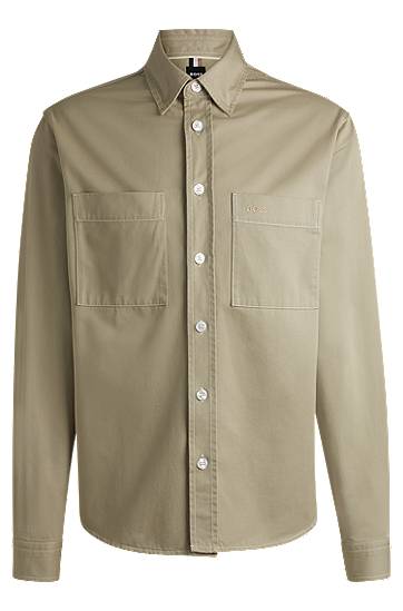 Košeľa BOSS Regular-Fit Cotton Twill Shirt Zelené | 50534540, 0