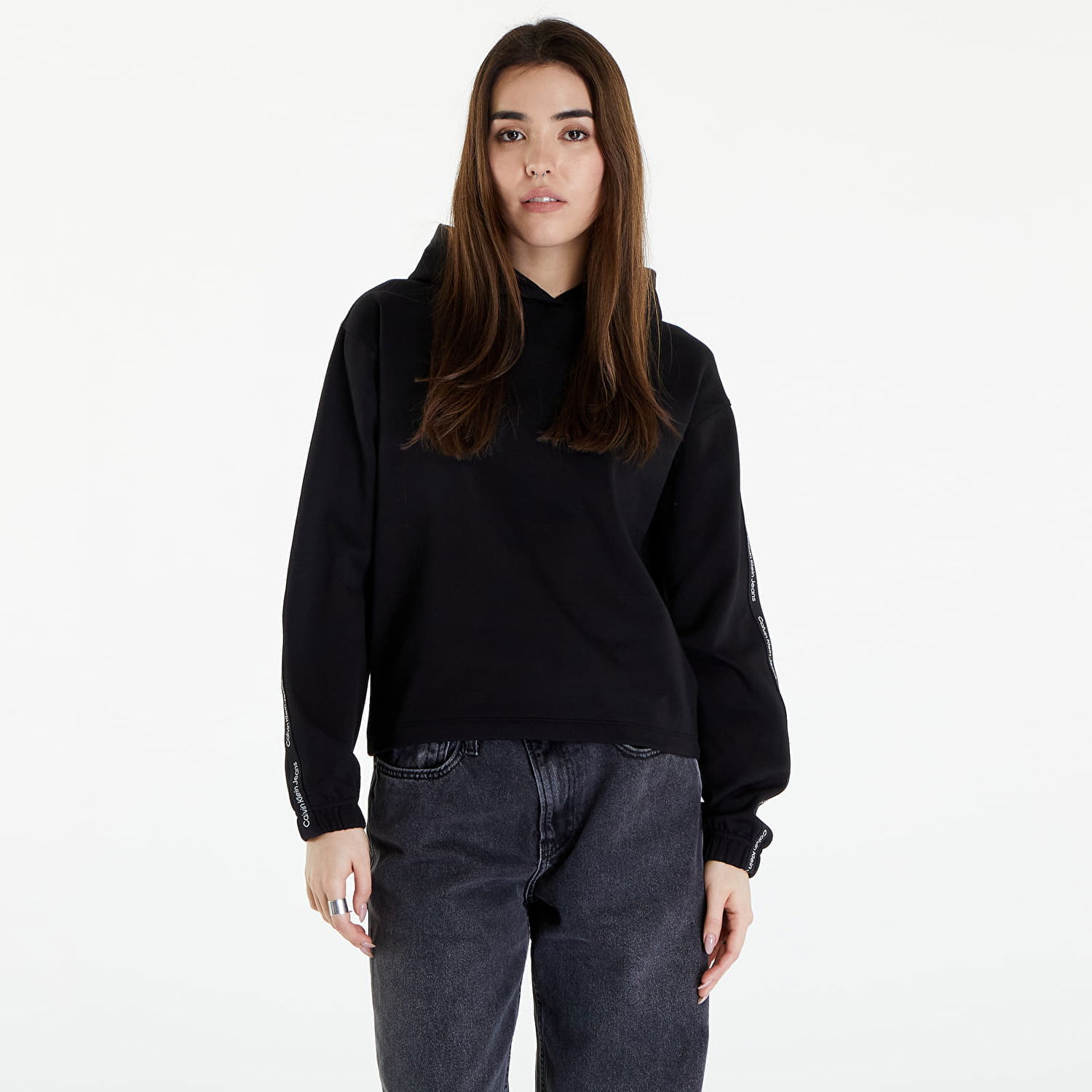 Mikina CALVIN KLEIN Logo Elastic Hoodie Čierna | J20J223078 BEH, 0