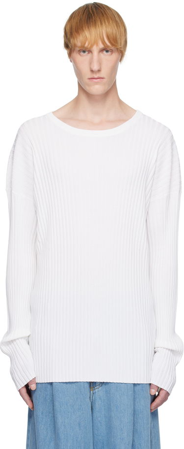Sveter Maison Margiela MM6 Maison Margiela Rib-Knit Sweater Biela | SH2HL0020 M13125, 0