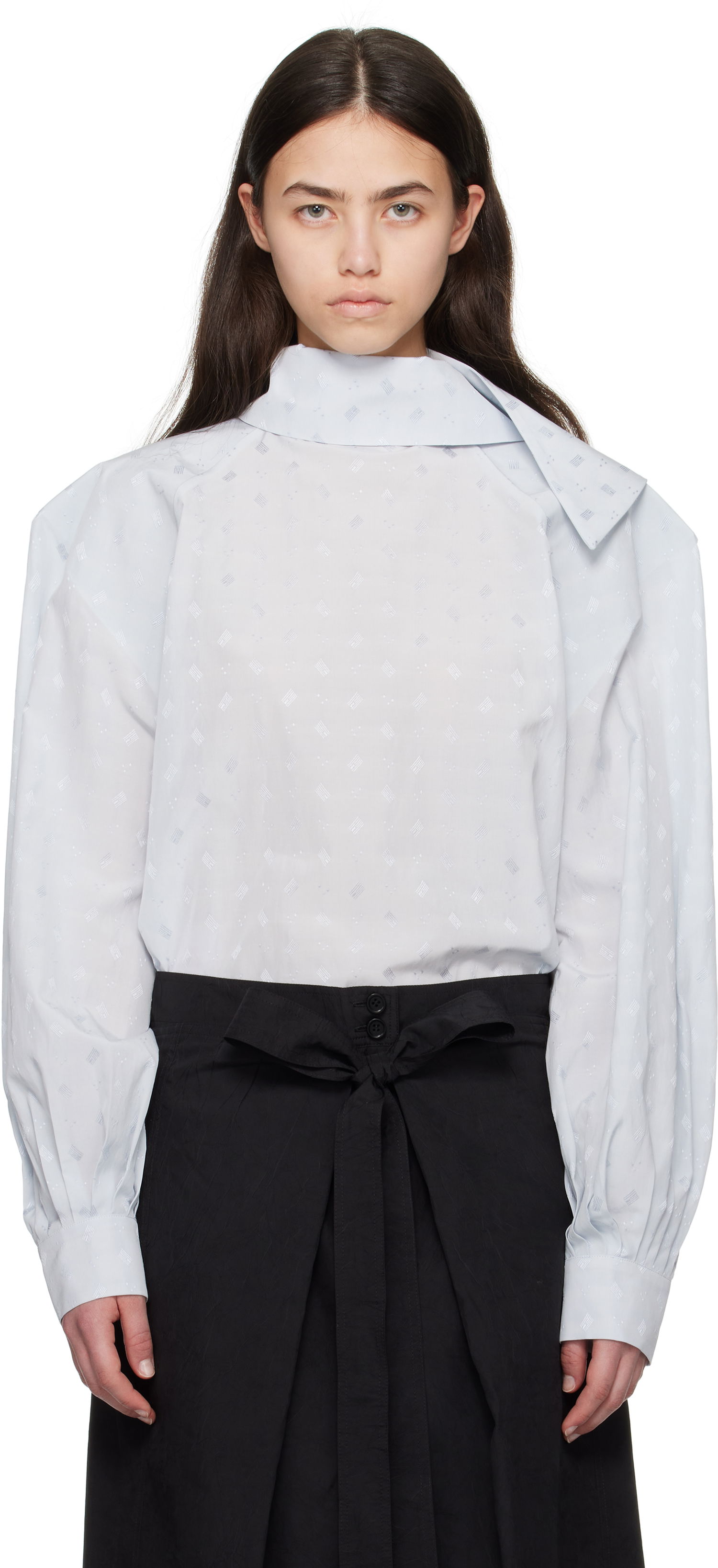 Košeľa Marni Marni Viscose Jacquard Balloon Blouse Modrá | TTMA0381A0 UTVA48, 0