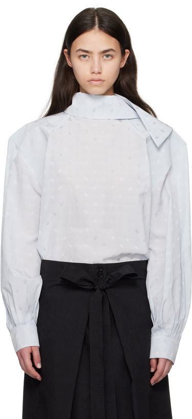 Košeľa Marni Marni Viscose Jacquard Balloon Blouse Modrá | TTMA0381A0 UTVA48, 0