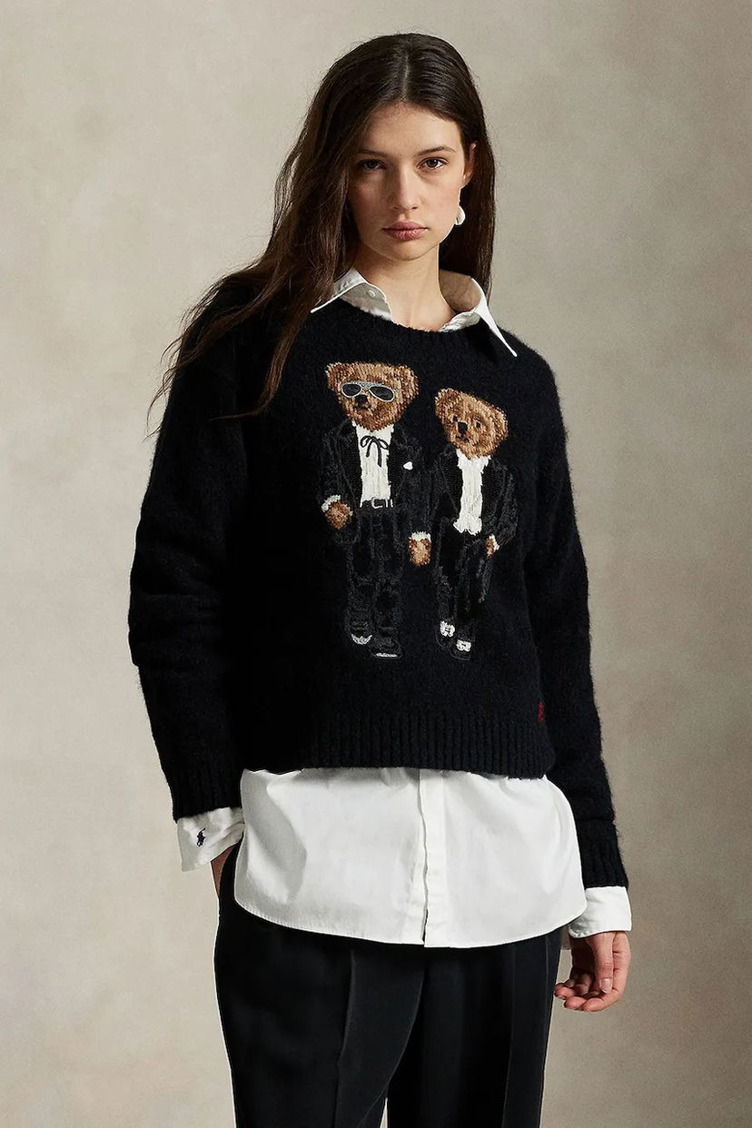 Sveter Polo by Ralph Lauren Wool Blend Polo Bear Tuxedo Sweater Čierna | 211978619