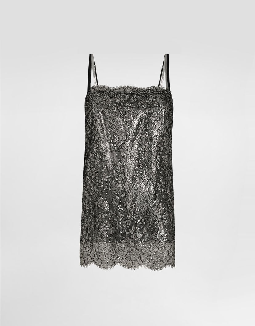 Tielko Dolce & Gabbana Lamé Lace Top Metalická | F7BJ1TILMCFS0998