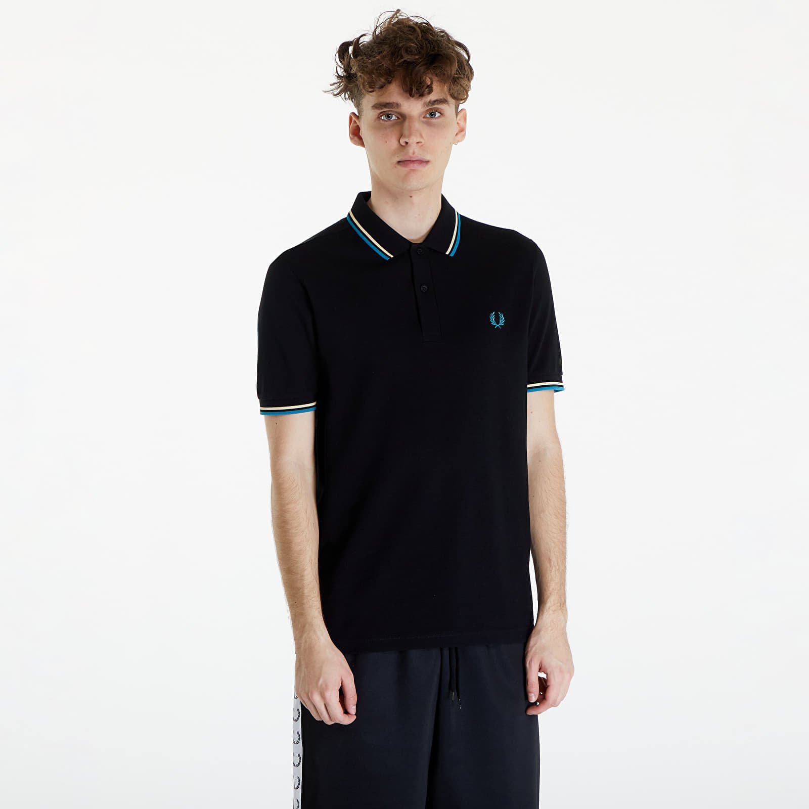Fred Perry Twin Tipped Shirt Black/ Ice Cream/ Cyber Blue