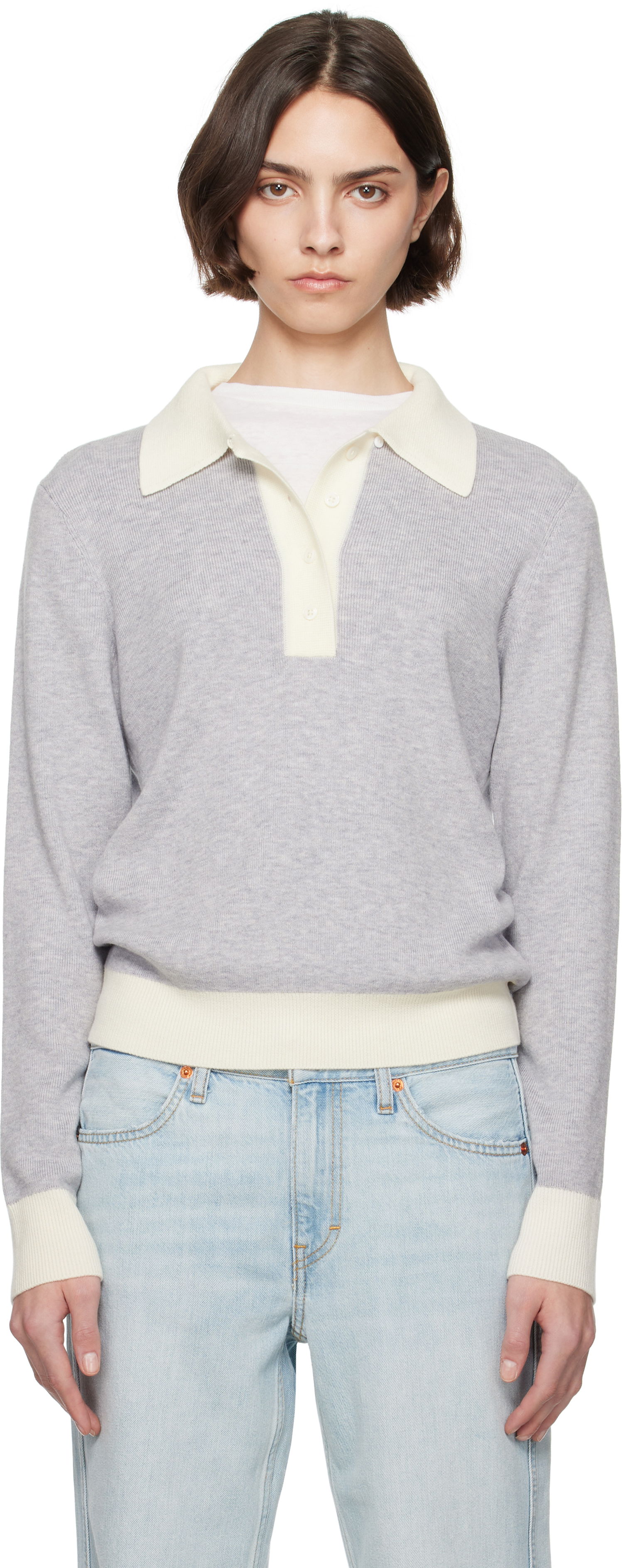 Sveter RE/DONE Re/Done Color Block Polo Šedá | 793-10WCLBPOL, 0