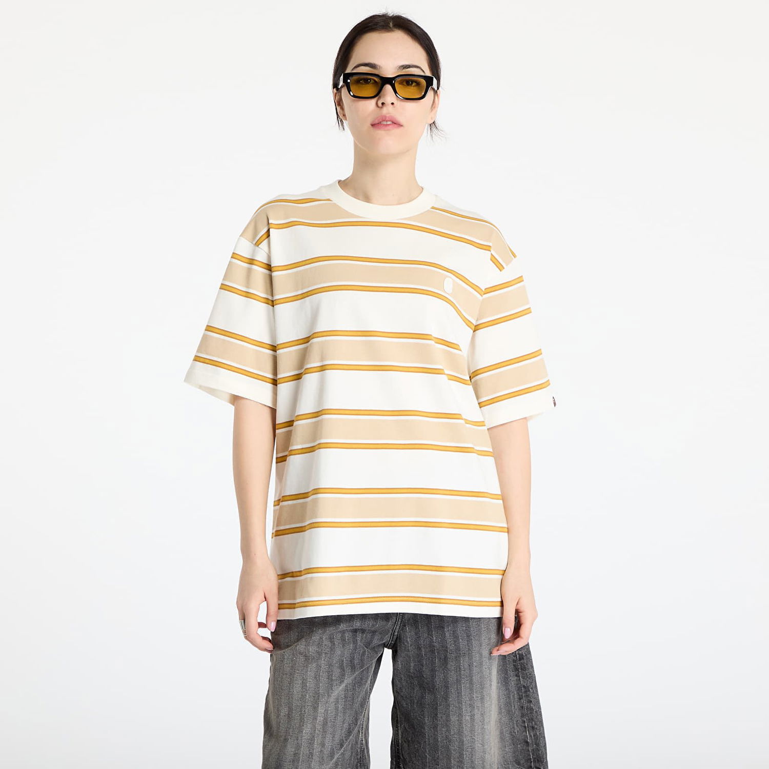 Tričko BAPE A BATHING APE One Point Strip Relaxed Fit T-Shirt Béžová | 001CSL301305MIVY, 0