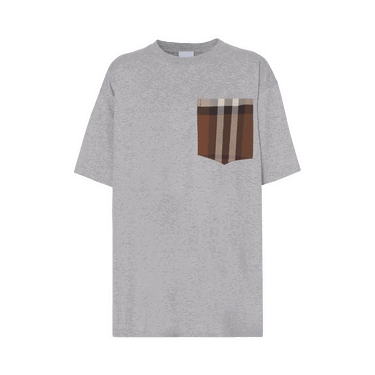 Tričko Burberry Check Print Pocket Tee Šedá | 8048923, 0