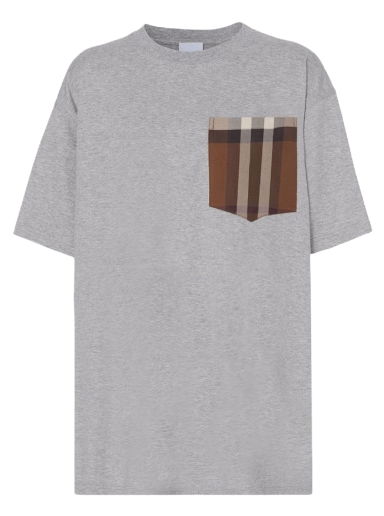 Tričko Burberry Check Print Pocket Tee Šedá | 8048923