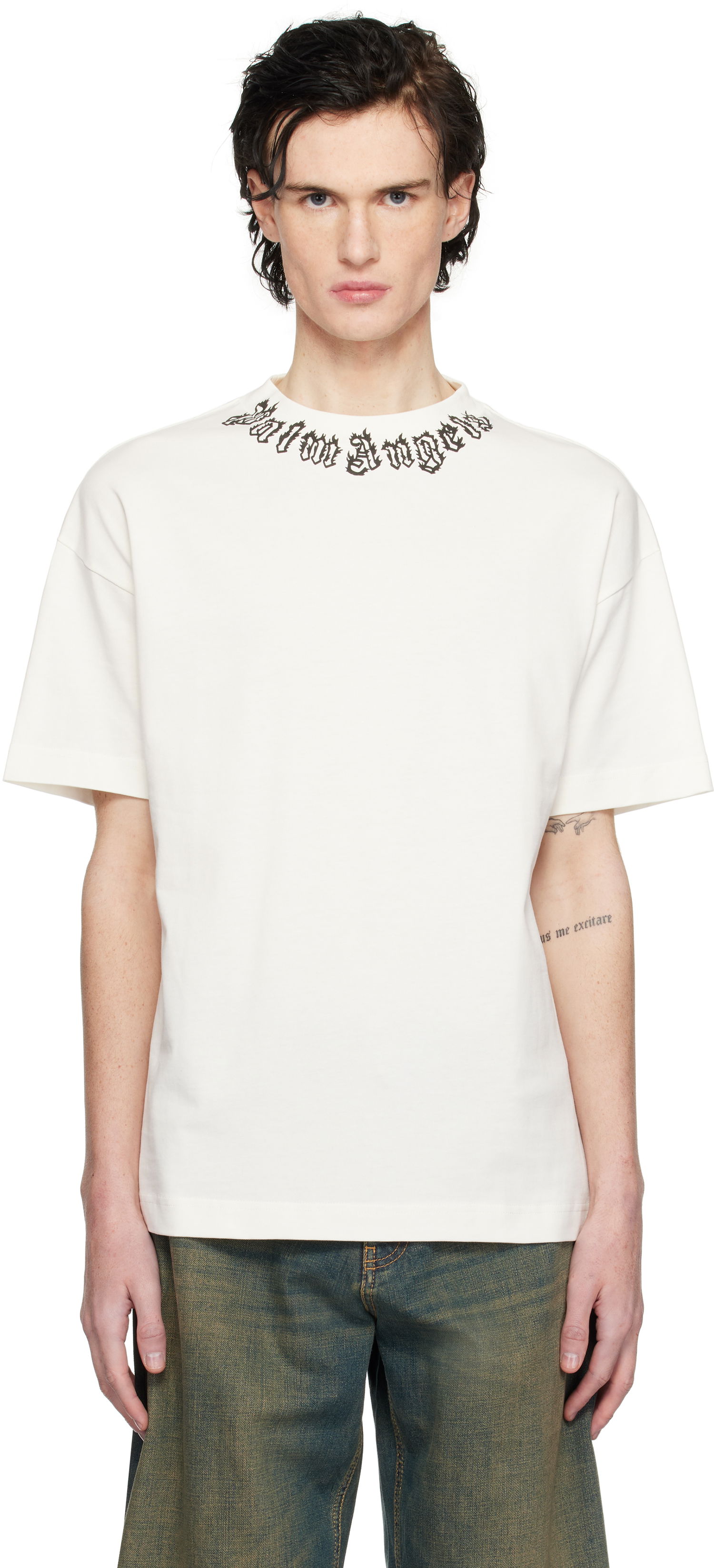 Tričko Palm Angels Flame Logo T-Shirt Biela | PMAA001S25JER0020310, 0