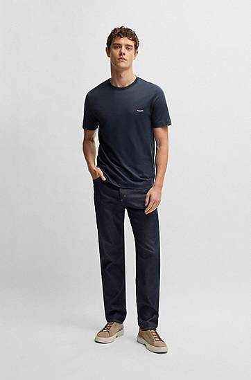 Tričko BOSS BOSS x ASTON MARTIN Cotton, Linen and Silk T-Shirt Navy | 50537874, 1