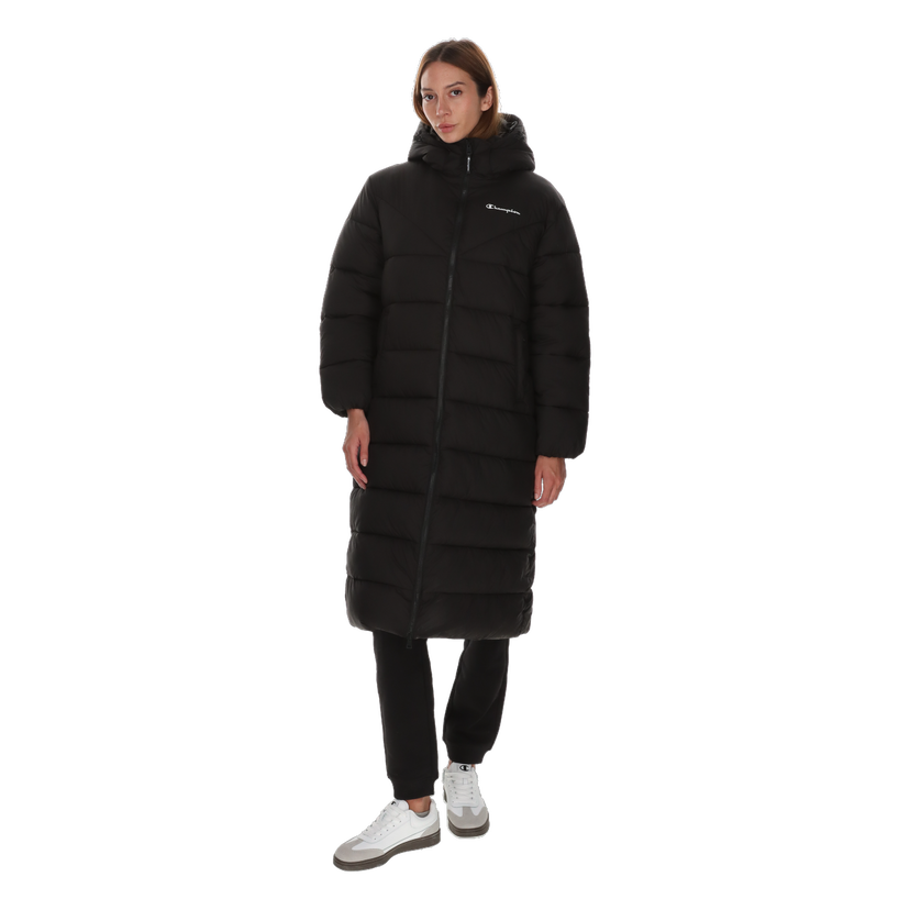 Prešívaná bunda Champion Olimpia Long Puffer Hooded Jacket Čierna | CHA253F503-01