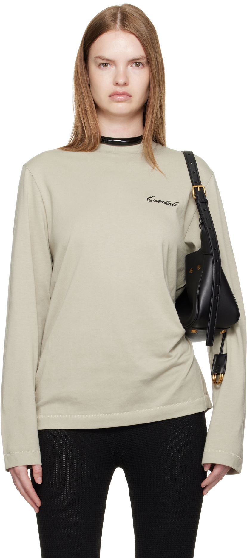 Tričko Fear of God ESSENTIALS Classic Fit Long Sleeve T-shirt Béžová | 125SP255886FW