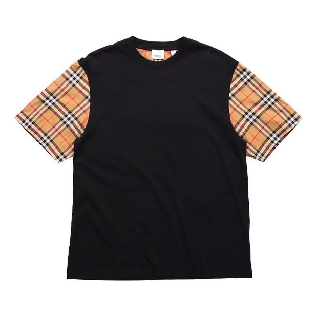 Tričko Burberry Oversized T-Shirt with Vintage Check Pattern Čierna | 80148951