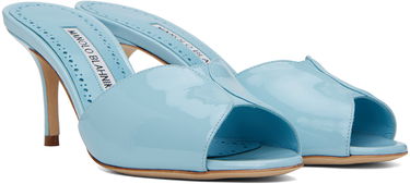 Starostlivosť o obuv Manolo Blahnik Manolo Blahnik Houramu Patent Leather Mules Modrá | 123-2332, 3