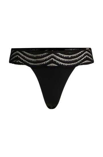 Nohavičky BOSS Lace-Trim Thong Čierna | 50535129, 0