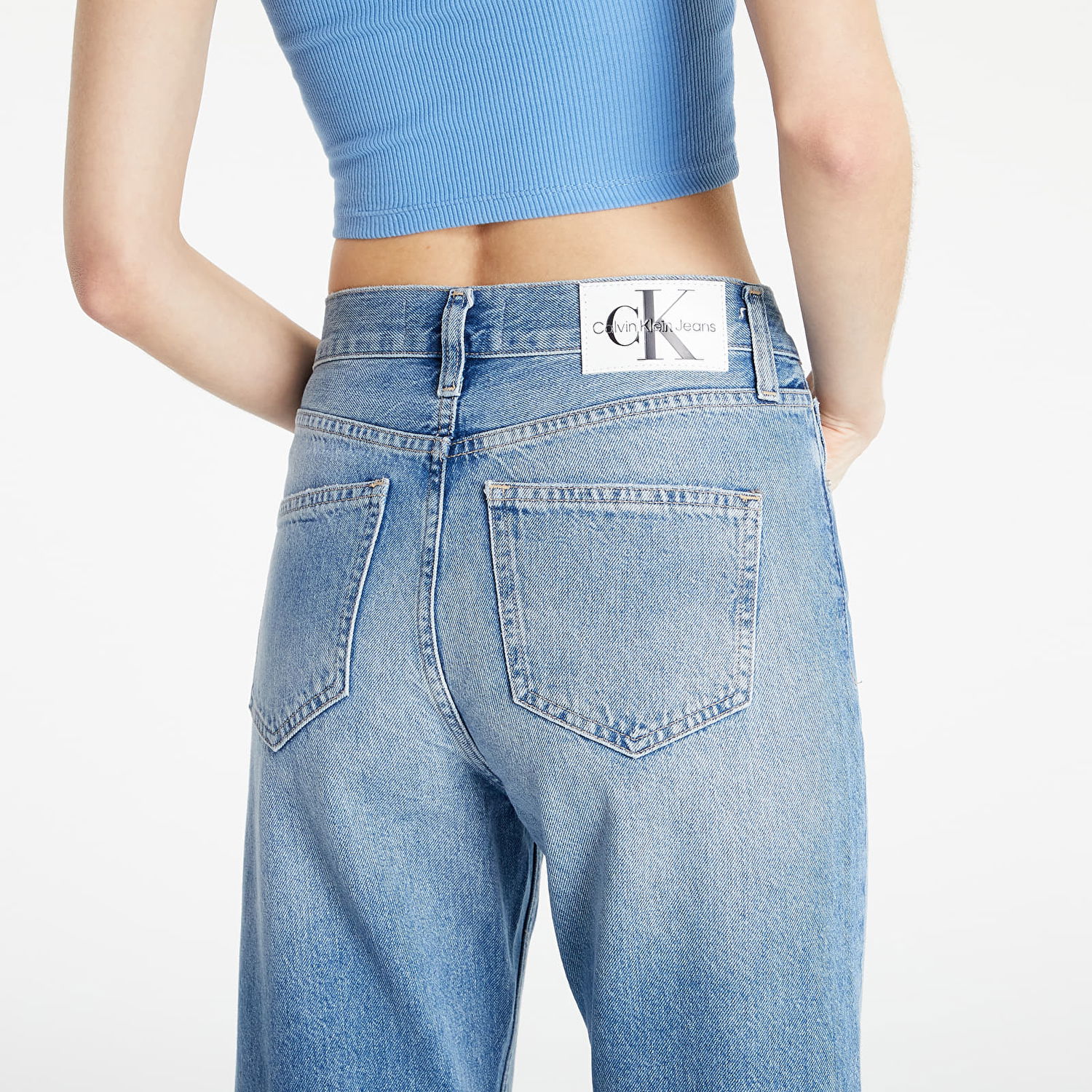 Džínsy CALVIN KLEIN High Rise Straight Ankle Denim Medium Modrá | J20J218629 1A4, 1