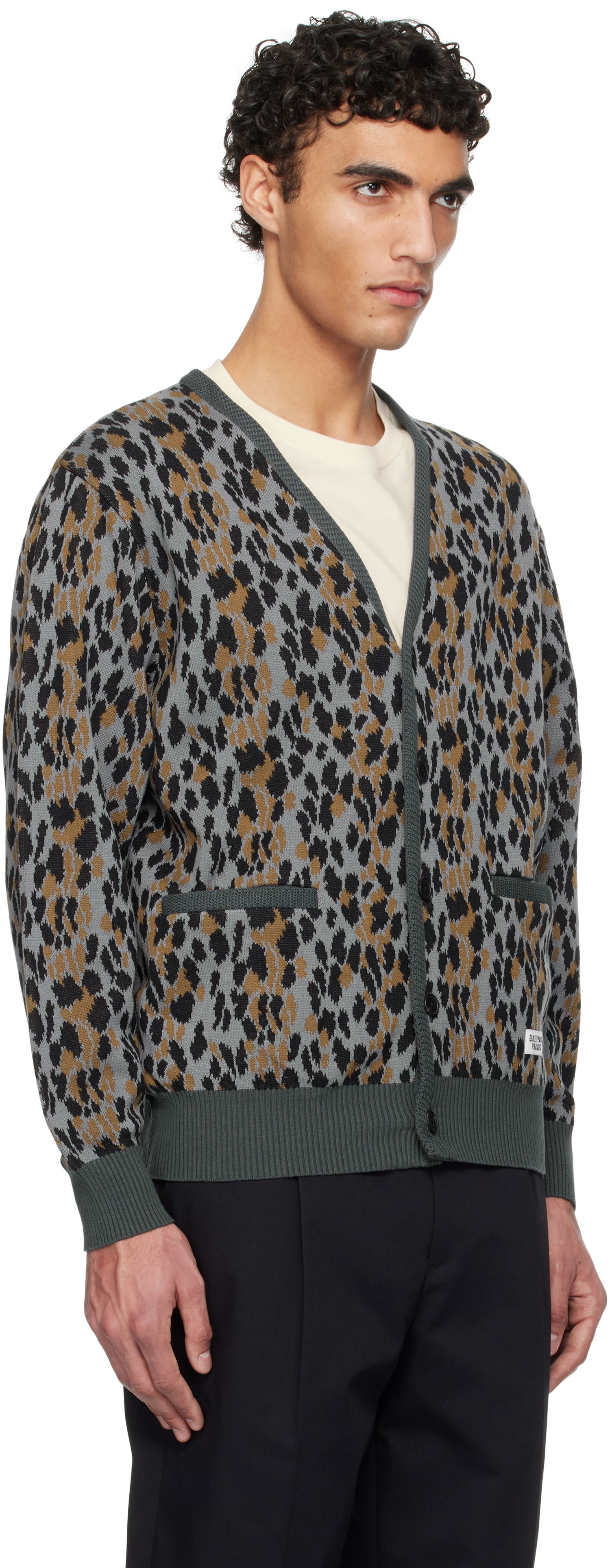 Sveter WACKO MARIA WACKO MARIA Leopard Jacquard Knit Cardigan Šedá | 25SSE-WMK-KN06, 1