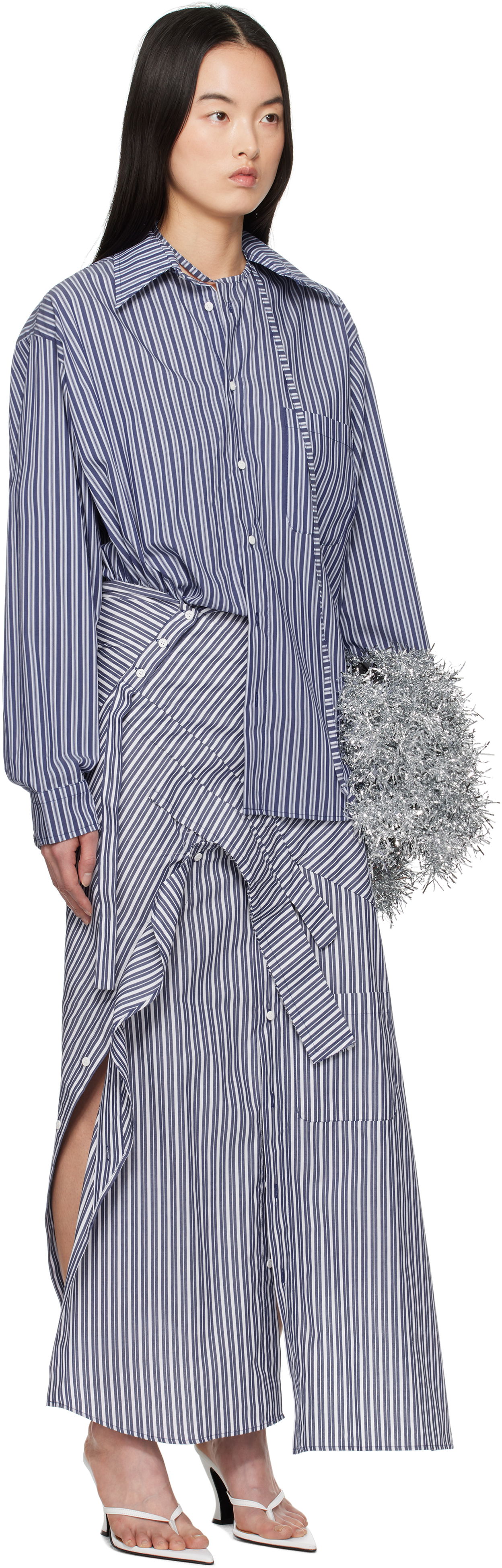 Šaty Ottolinger Ottolinger Deconstructed Shirting Midi Dress Modrá | 11150011101, 1
