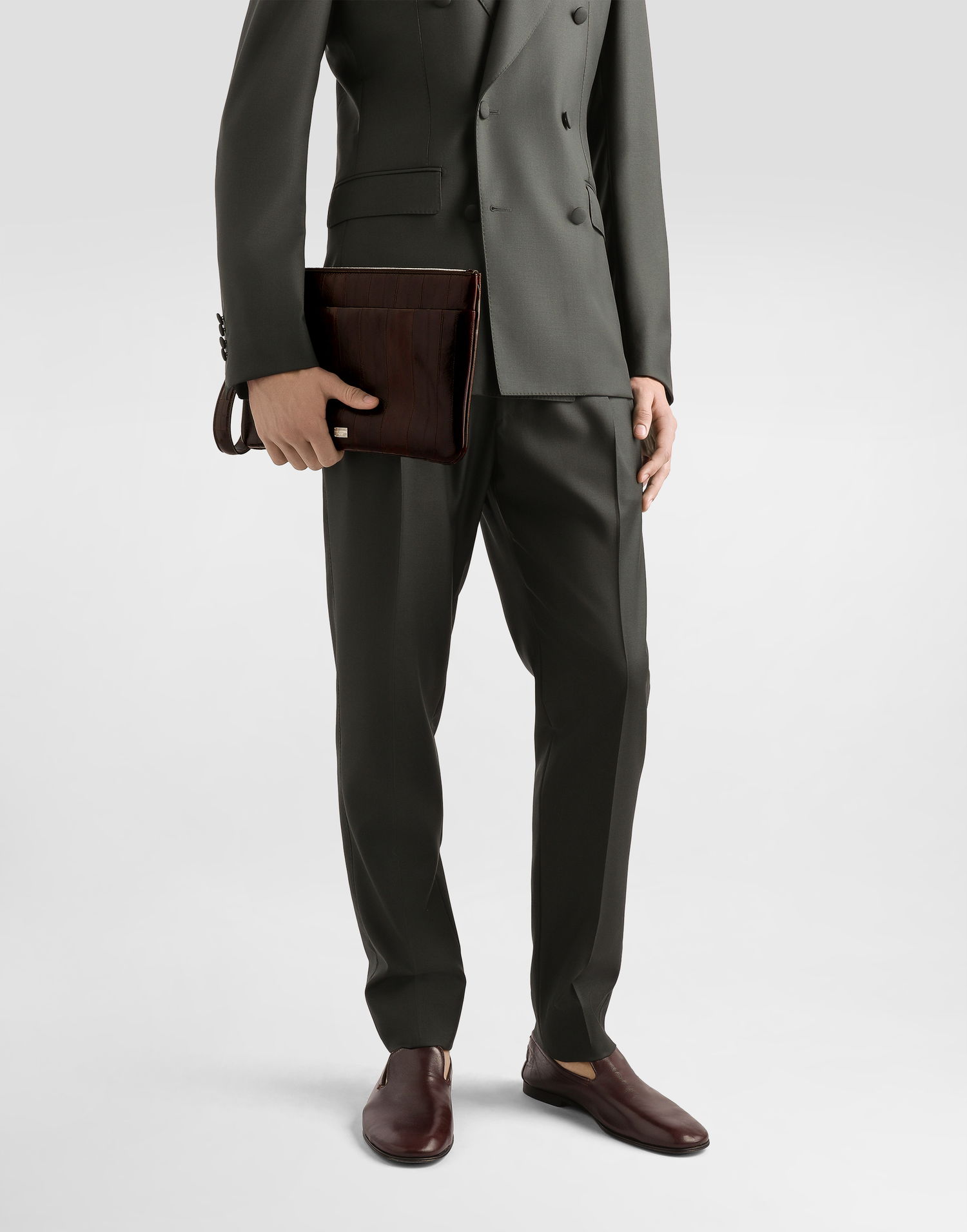 Kabelka Dolce & Gabbana Eel Leather Briefcase Clutch with Wrist Strap Hnedá | BP3294A8A5381300, 1