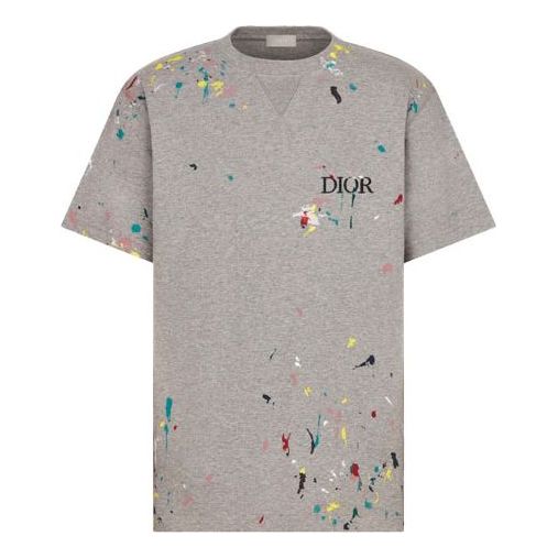 Tričko Dior Dior Paint Splatter Logo T-Shirt Šedá | 183J686A0554-C889