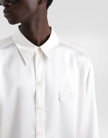 Košeľa Dolce & Gabbana Dolce & Gabbana Silk Shirt With Logo Embroidery Biela | G5IT7ZFU1AUW0800, 3