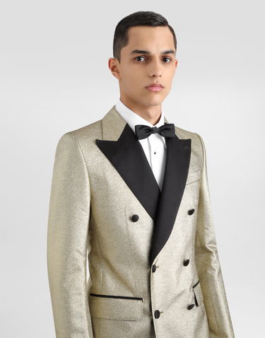 Bunda Dolce & Gabbana Double-breasted Lamé Jacquard Tuxedo Jacket Metalická | G2QU4TFJODVS0997, 3