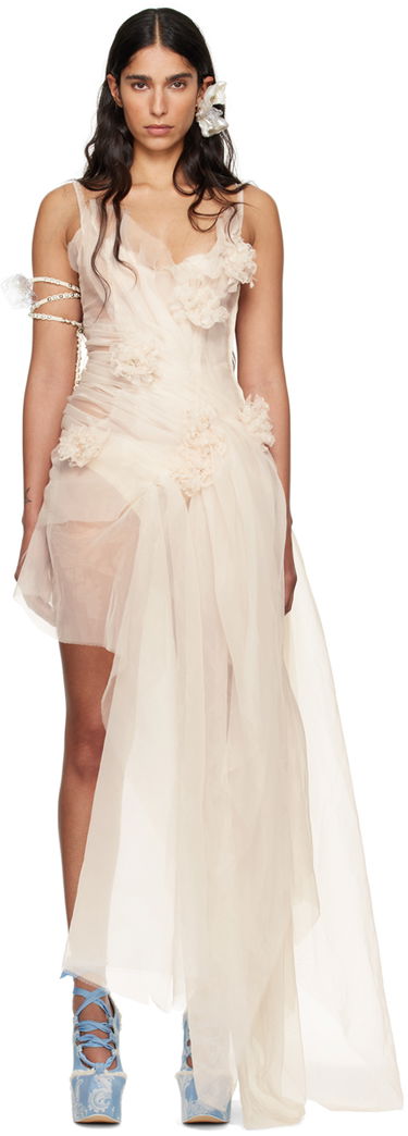 Šaty Collina Strada Collina Strada Meadowsweet Draped Mini Dress Béžová | XX4428 ORGANZA, 0