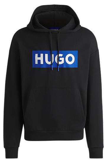 Mikina BOSS Regular-Fit Terry Hoodie with Logo Print Čierna | 50522370, 0