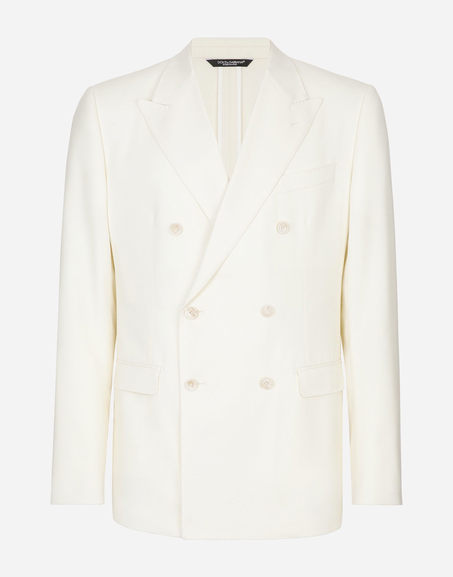 Bunda Dolce & Gabbana Dolce & Gabbana Double-breasted Taormina-fit Flannel Jacket Biela | G2NW1TGI251W3796, 0