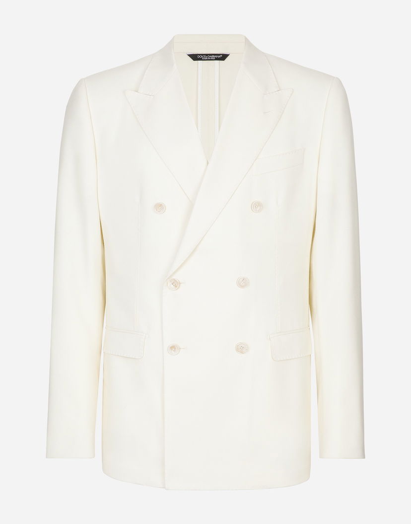Bunda Dolce & Gabbana Dolce & Gabbana Double-breasted Taormina-fit Flannel Jacket Biela | G2NW1TGI251W3796