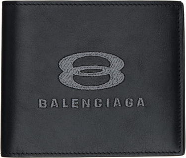 Peňaženka Balenciaga Black Leather Embroidered Logo Bifold Wallet Čierna | 8067512ABDN1000, 0