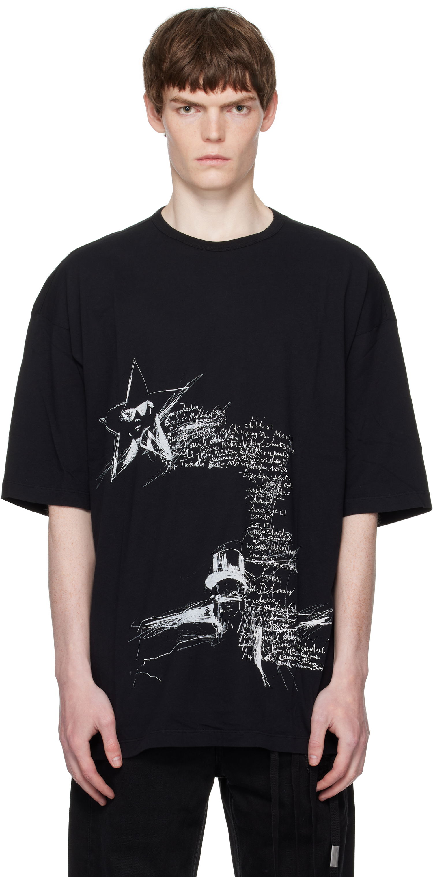 Tričko Ann Demeulemeester Ann Demeulemeester Dieter Sketchbook Graphic T-Shirt Čierna | B0012878-FA206-099, 0