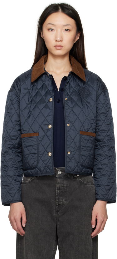 Bunda Sporty & Rich Sporty & Rich H&W Crest Cropped Quilted Jacket Navy | OW027620241BL106, 0