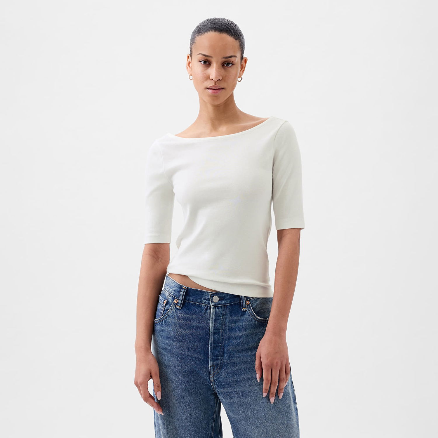 Tričko GAP Top Elbow Sleeve Modal Ballet Back Top New Off White Biela | 878217-03, 0