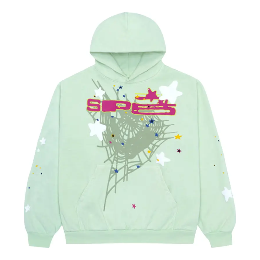 Mikina Sp5der Sp5der Web Hoodie Zelené | SP5-LIME-HD