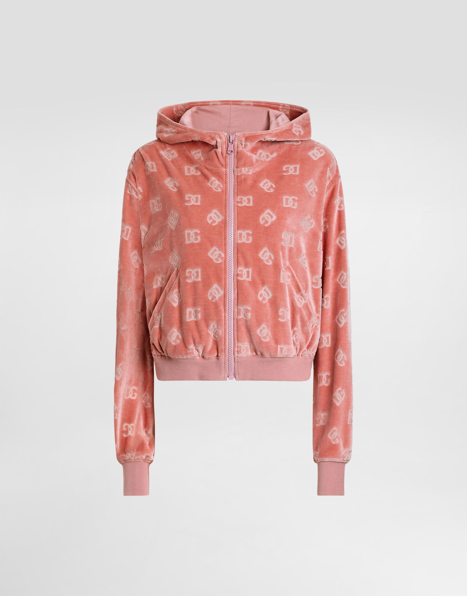 Mikina Dolce & Gabbana Dolce & Gabbana Chenille Jacquard Zip-Up Hoodie Ružová | F9S15TFJ7DLF0473, 0