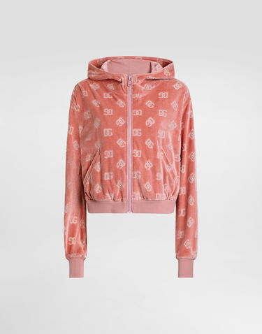 Mikina Dolce & Gabbana Dolce & Gabbana Chenille Jacquard Zip-Up Hoodie Ružová | F9S15TFJ7DLF0473, 0