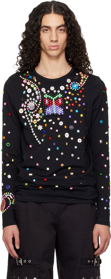 Tričko Chopova Lowena Night Defunct Long Sleeve Beaded Jersey T-shirt Čierna | 2325M, 0