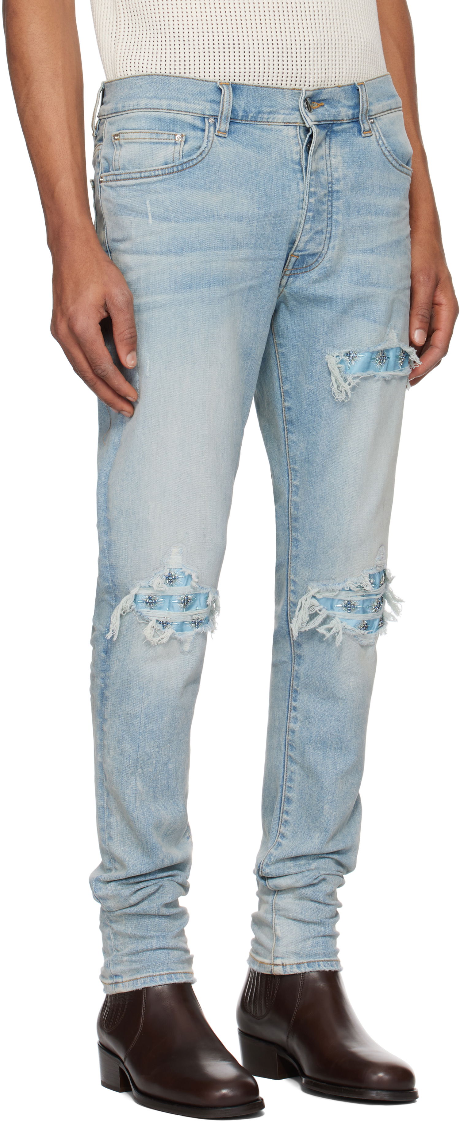 Džínsy AMIRI AMIRI Crystal Starburst MX1 Jeans Modrá | AMDNSY1147, 1