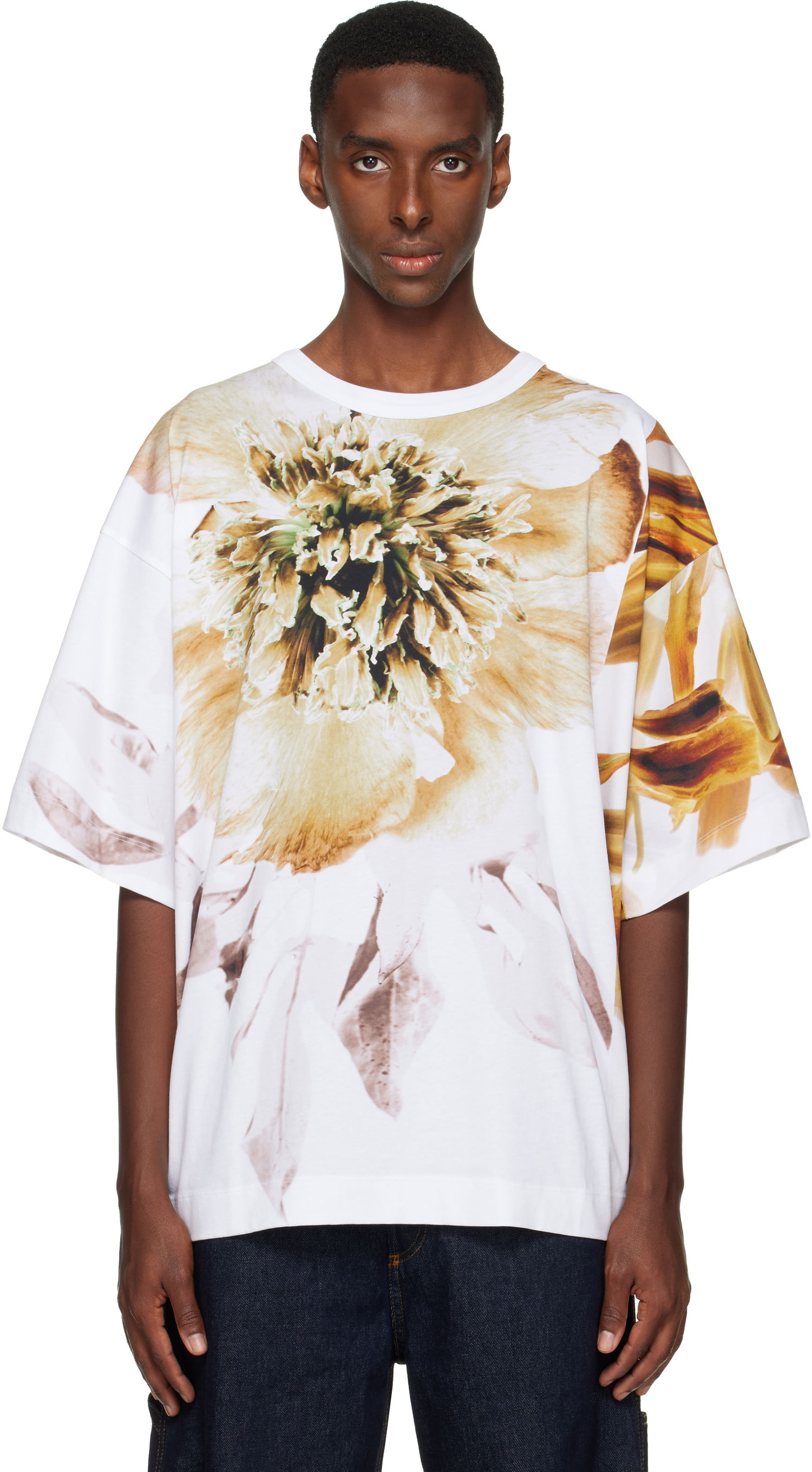 Tričko Dries Van Noten Dries Van Noten Floral Print Oversized T-shirt Biela | 252-021109-2601, 0