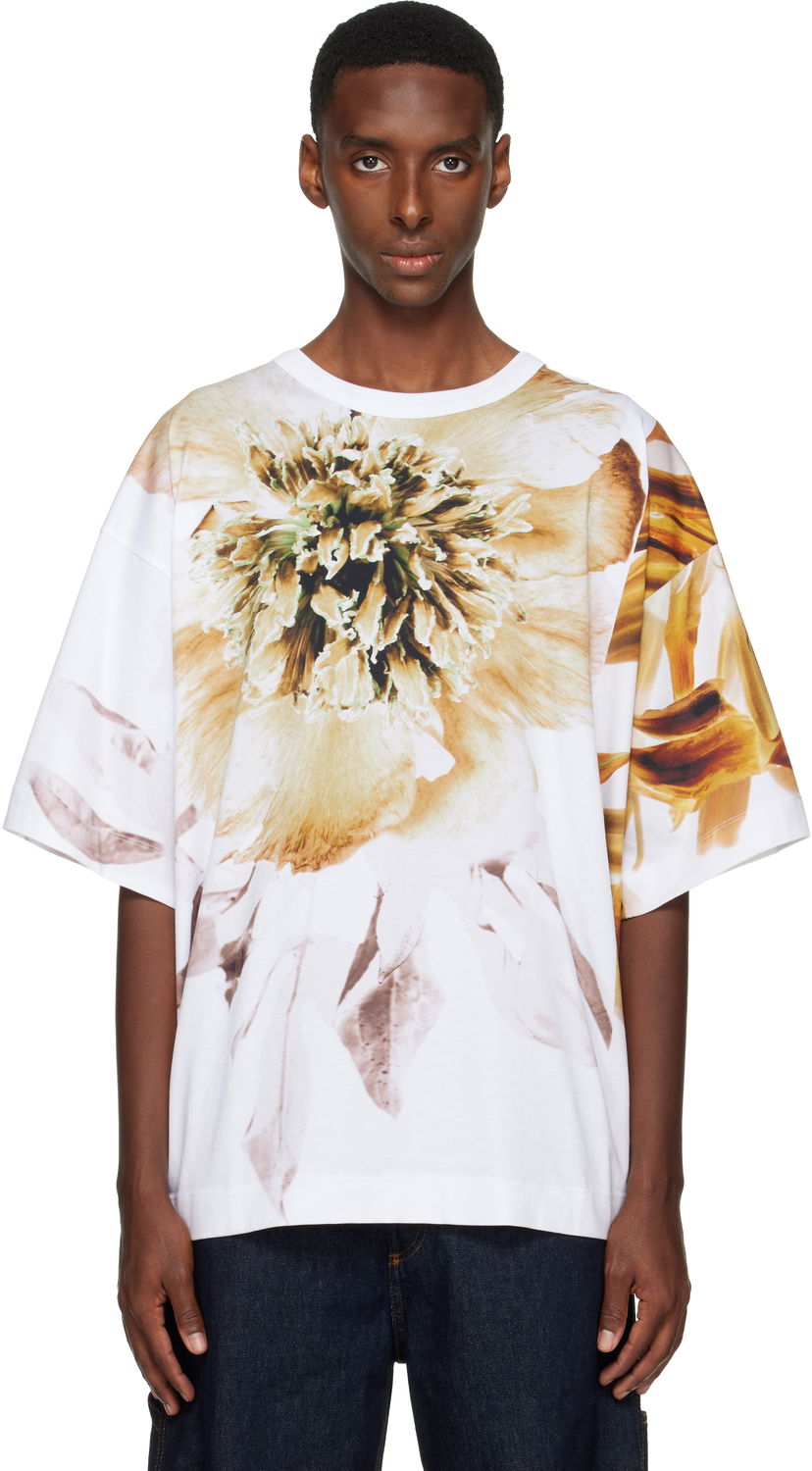 Tričko Dries Van Noten Dries Van Noten Floral Print Oversized T-shirt Biela | 252-021109-2601