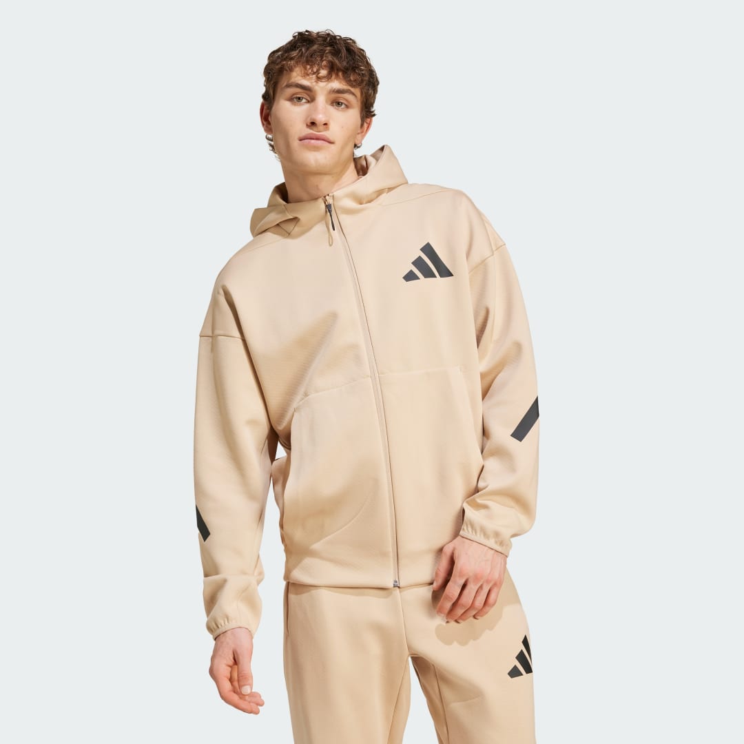 Mikina adidas Performance Z.N.E. Full-Zip Hooded Béžová | JF2445, 0