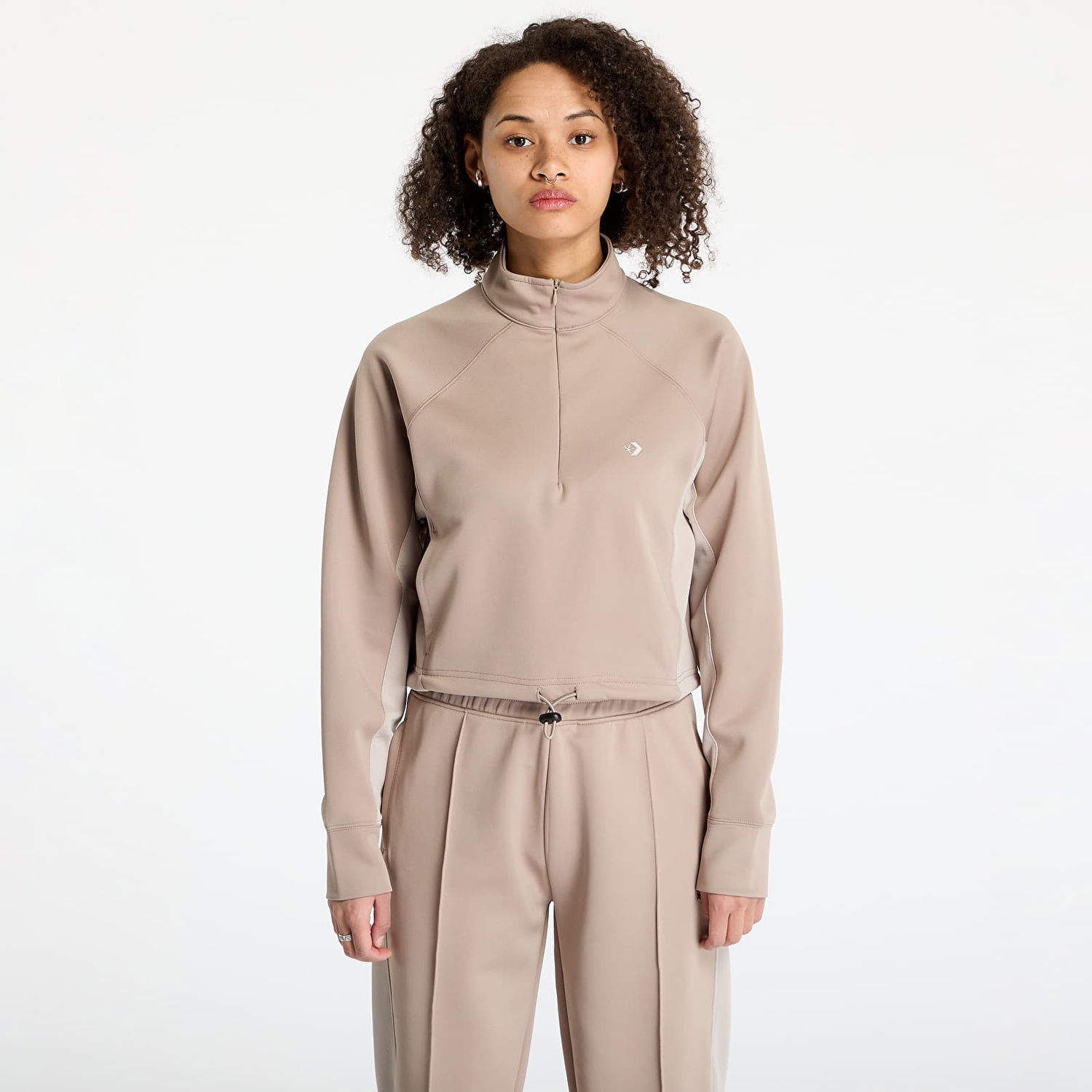 Mikina Converse Converse Cropped Fleece Turtleneck Sweatshirt Béžová | 10028019-A01, 0
