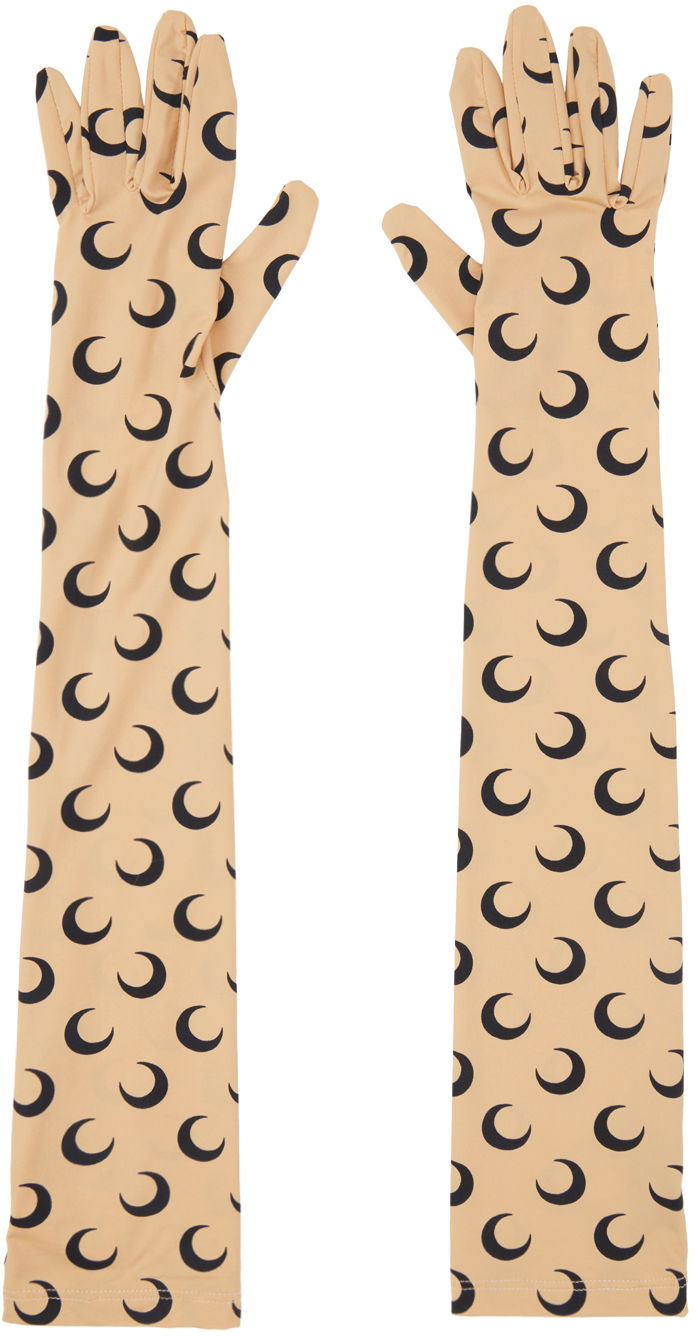 Rukavice Marine Serre Marine Serre All Over Moon Long Gloves Béžová | A004ICONWFW22