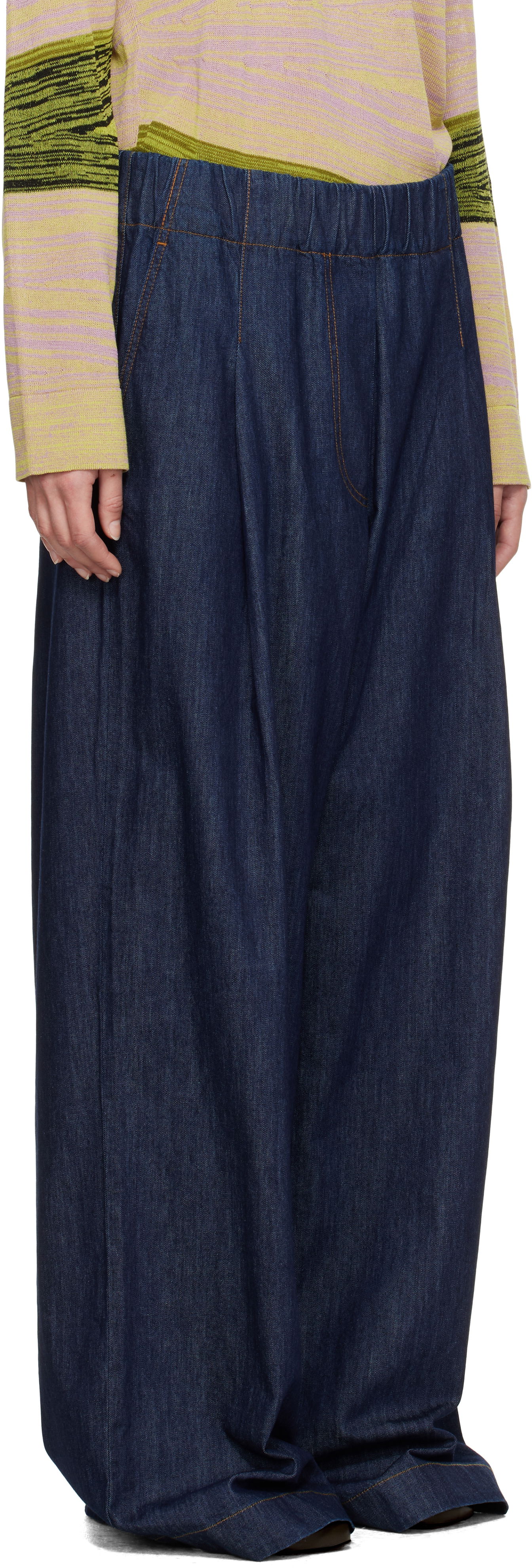 Nohavice Dries Van Noten Dries Van Noten Drawstring Wide-Leg Jeans Modrá | 251-010936-1553, 1