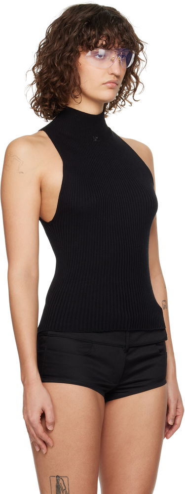 Sveter Courrèges Courrèges Mock Neck Rib Tank Top Čierna | 125MTO384FI0049, 1
