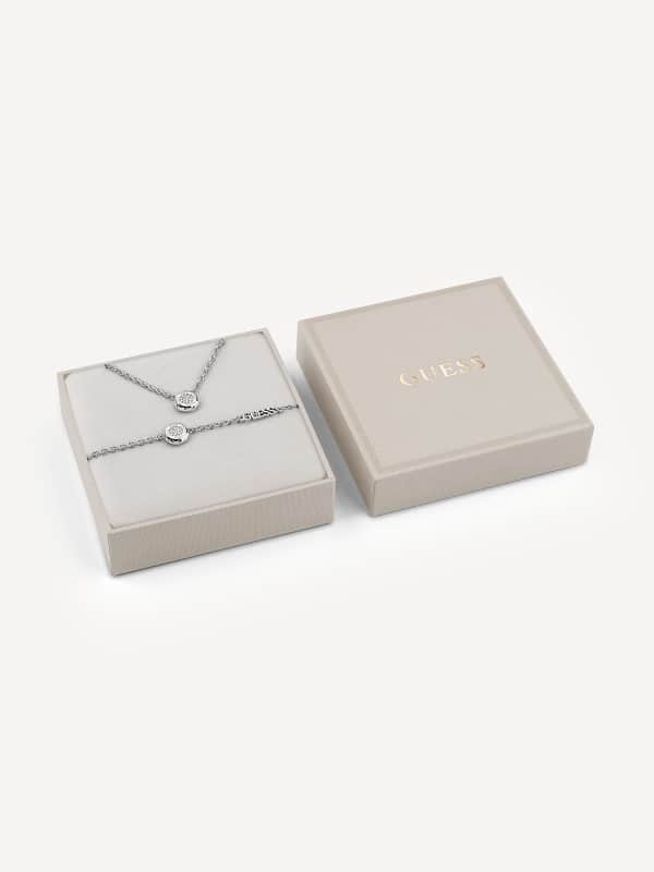 Náhrdelník GUESS Shining Winter Bracelet & Necklace Jewelry Set Metalická | JUBS04692JW, 0