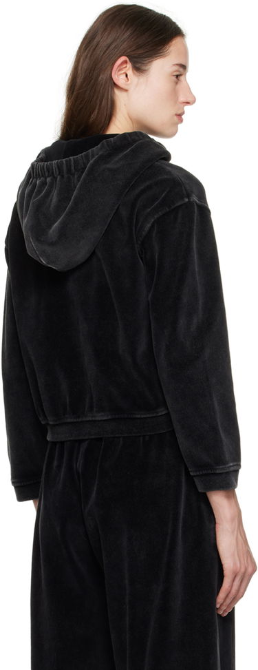 Mikina Alexander Wang Shrunken Velour Zip Hoodie Čierna | 4CC1242075, 2