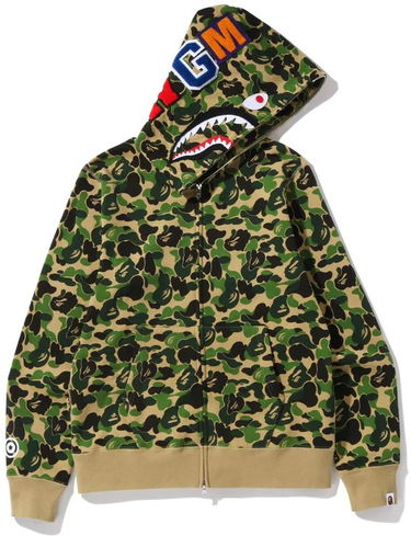 Mikina BAPE Camo Shark Full Zip Hoodie Zelené | 001ZPI201002M-GRN, 0